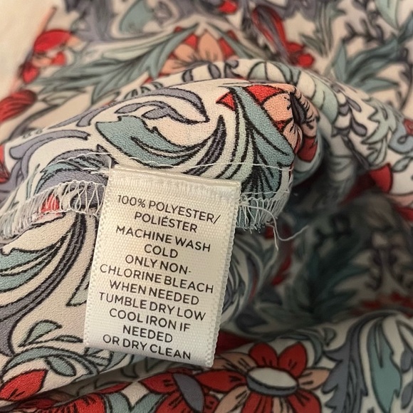 Loft XS Maximalist Floral Leaf Print Office Spring Tiered Ruffle Sleeve Blouse - Picture 8 of 8